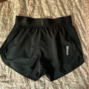 Gymshark Black Athletic Shorts with Scalloped Hem